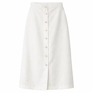 Aritzia Wilfred White Button Front Midi Skirt Size 8 Minimalist/Linen Blend